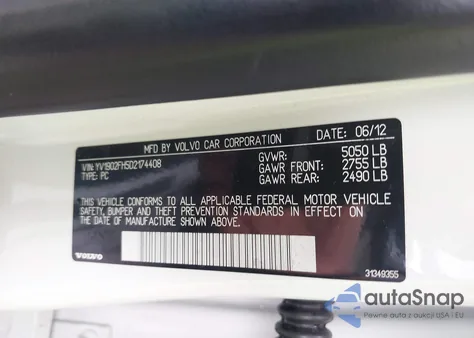 2013 Volvo S60 T6 from USA, damaged, VIN YV1902FH5D2174408